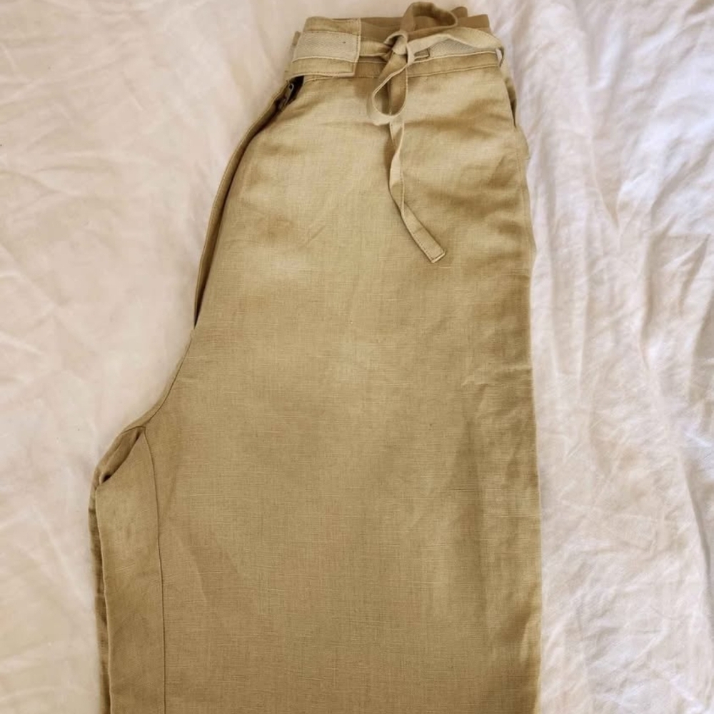 Women's Tan Linen Shorts - Picture 2 of 2